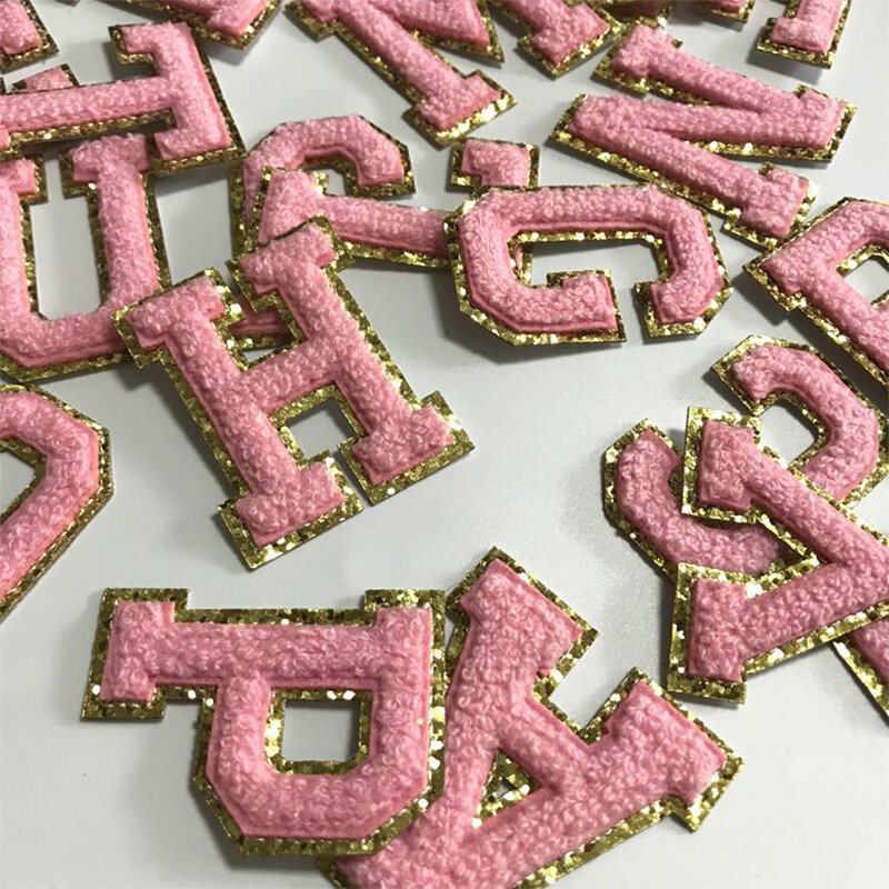 Stock 1PCS 55mm Chenille Letter Patches On Clothes English Alphabet Self Sticky Embroidery Patch for Bags Dresses Jeans DIY Name