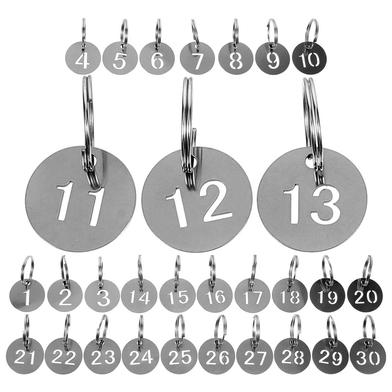 Round Number Tag Stainless Steel Key Chain KeyChain Ring Keyring Dog Tag Pet ID Tags Custom Openwork Plate Pendant Plate
