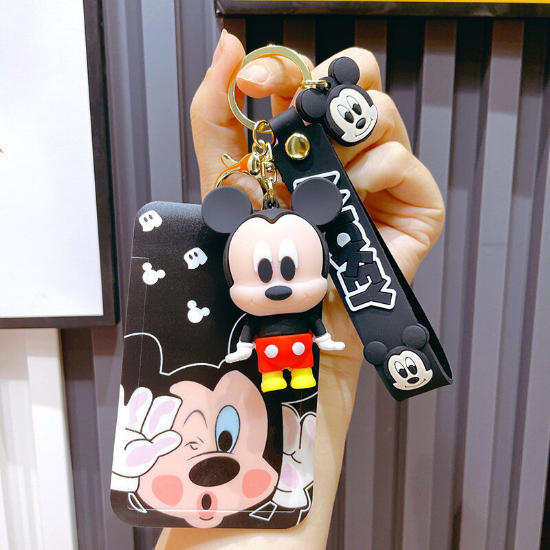 2023 Disney Cartoon Card Holders Donald Duck Mickey Minnie Lanyard Women's ID Card Holder with Figure Doll Cute Card Cover