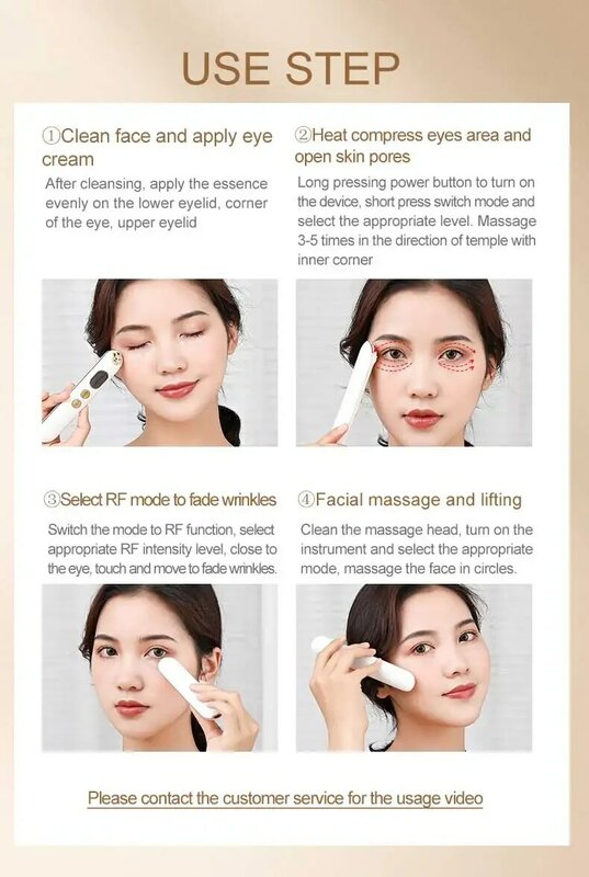 Skin care, eye massage, facial removal of eye bags, lifting and tightening of black circles under the eyes