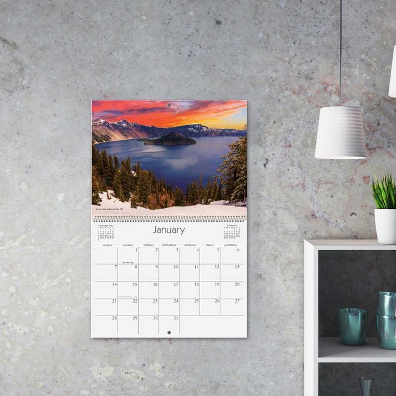 Calendario de Parques Nacionales de 12 meses, calendario de pared mensual creativo y colgante con imágenes de Parques Nacionales, adornos de habitación para 2024