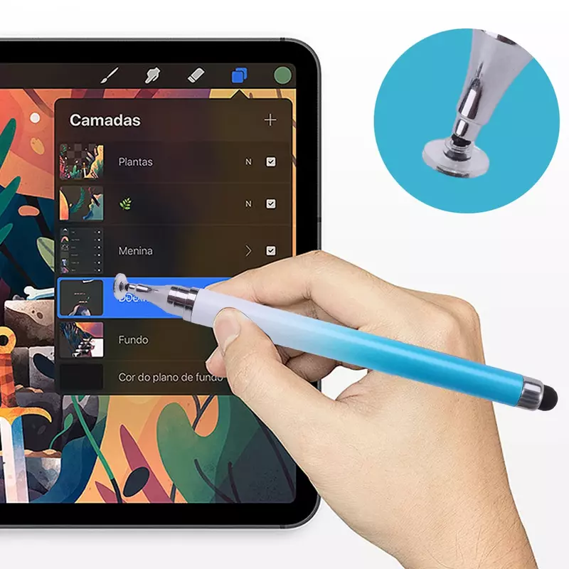 Pena Stylus Universal 2 in 1 untuk ponsel pintar, Tablet menggambar kapasitif pena layar sentuh ponsel Android untuk Iphone Samsung