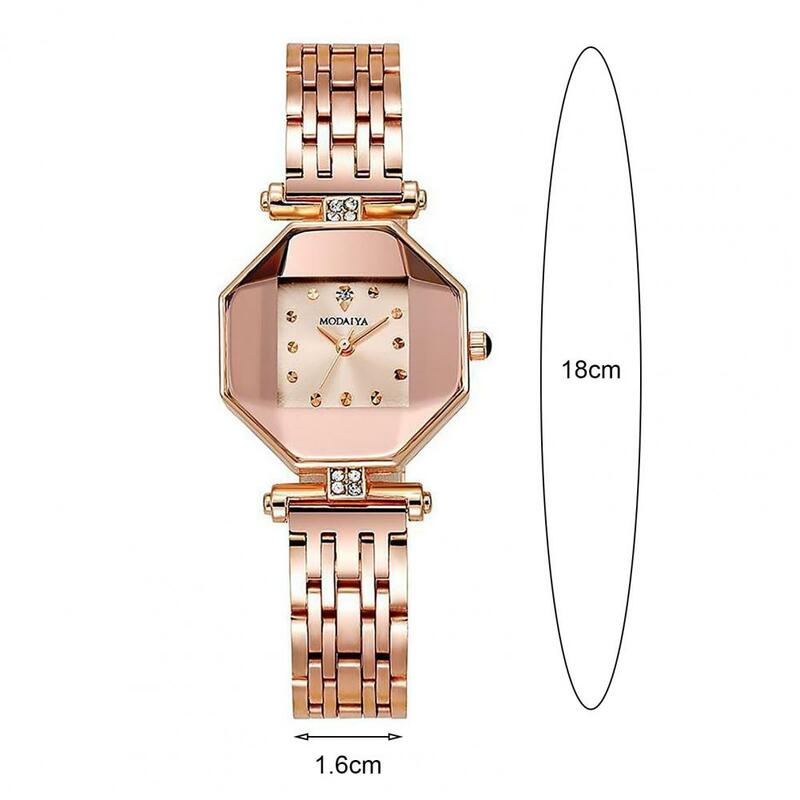 여성용 사각 다이얼 시계 팔찌 세트, 얇은 라인석, 방수 조절 가능한 스테인레스 스틸 스트랩, 세련된 시계