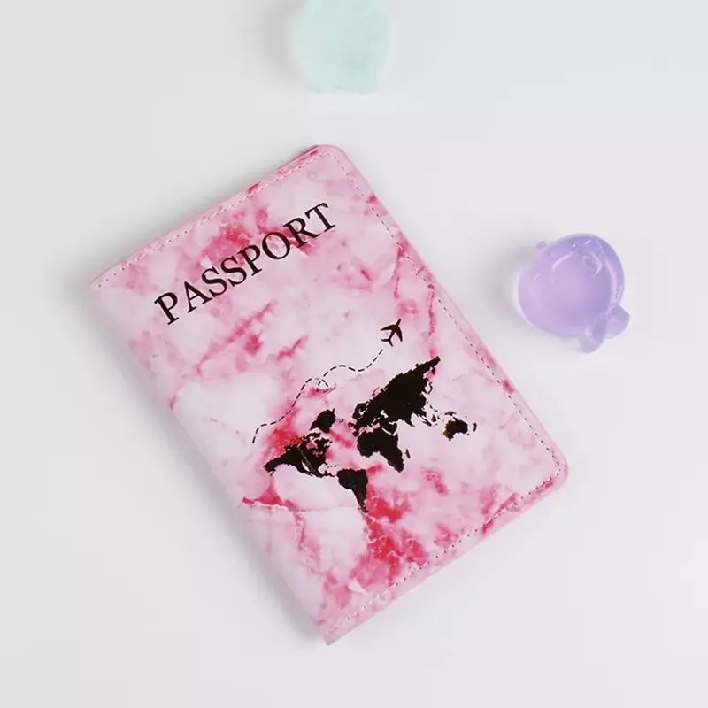 Porta passaporto in pelle PU in marmo moda uomo copertine per passaporto da donna portafoglio per passaporto accessori per porta carte d'identità da viaggio