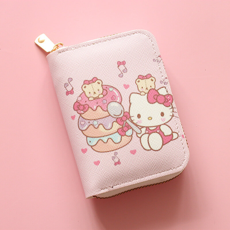 Sanrio-monedero de Hello Kitty, Cinnamoroll My Melody Kuromi Cinnnamoroll, llavero, tarjetero, bolsa de embrague, regalo para niñas