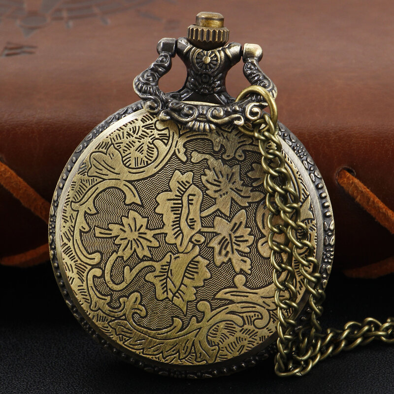Green Gem Hollow Magic Star orologio da tasca al quarzo in rilievo quadrante Vintage con collana a catena ciondolo gioielli orologio regalo Festival