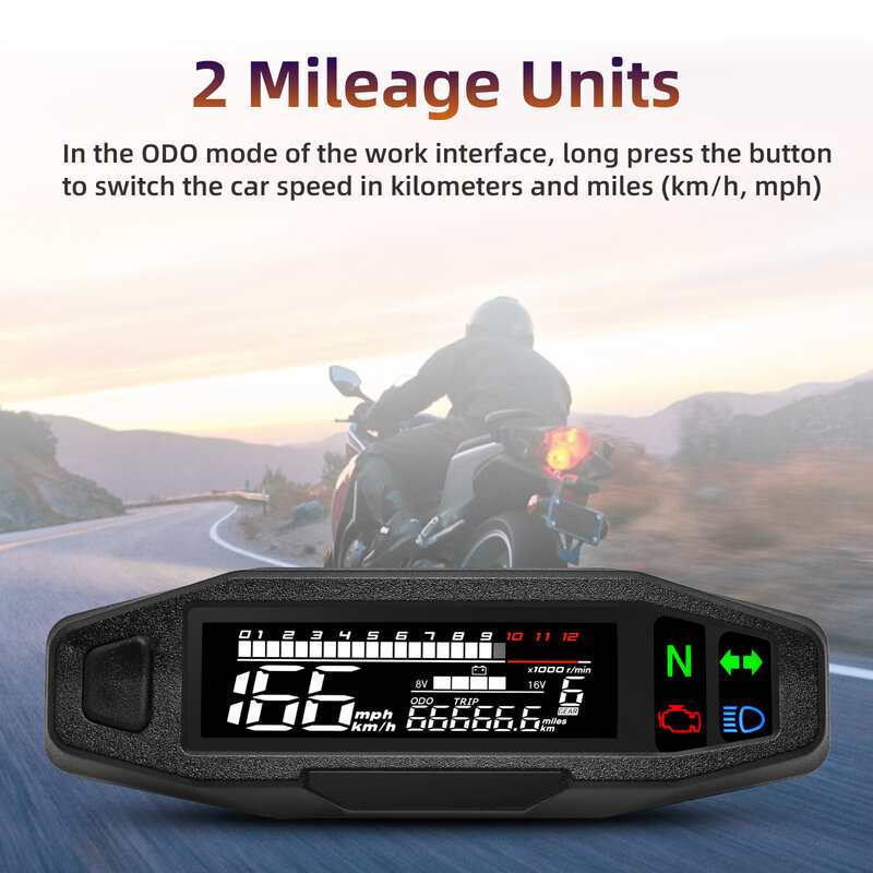 Motorcycle Speed Meter Digital Lcd Display Odometer Tachometer Universal Digital Instrument Cluster Turn Signal Light Indicator