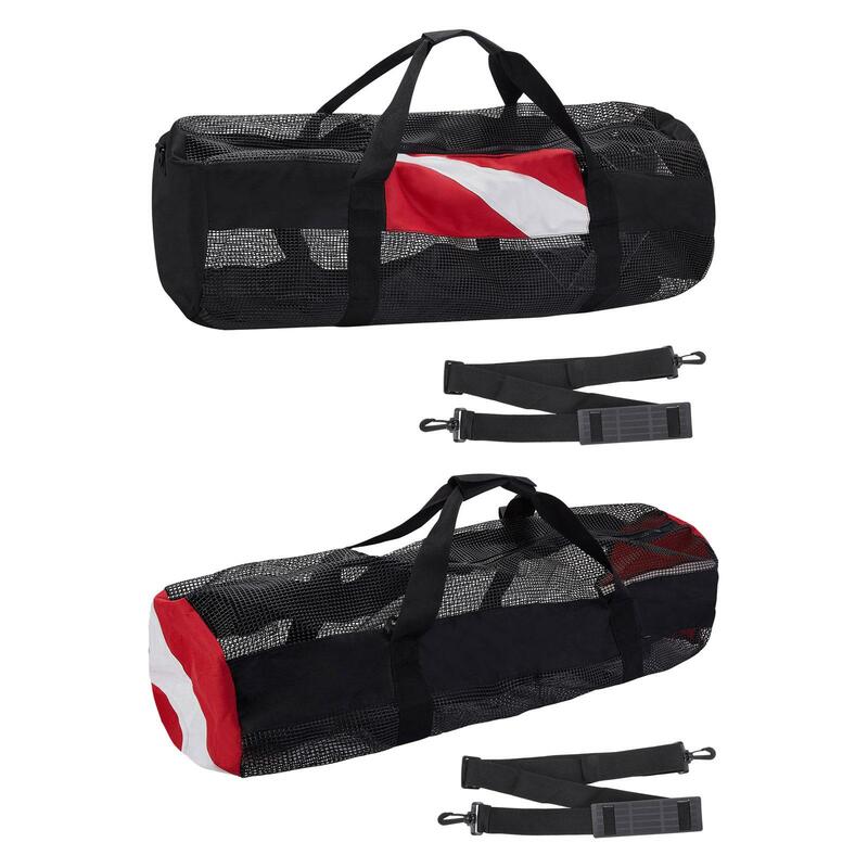 กระเป๋าดัฟเฟิลกีฬาตาข่ายสำหรับดำน้ำพร้อม Alat snorkeling แบบถอดออกได้ Tali bahu พกพาสำหรับกีฬากลางแจ้งดำน้ำตกปลา