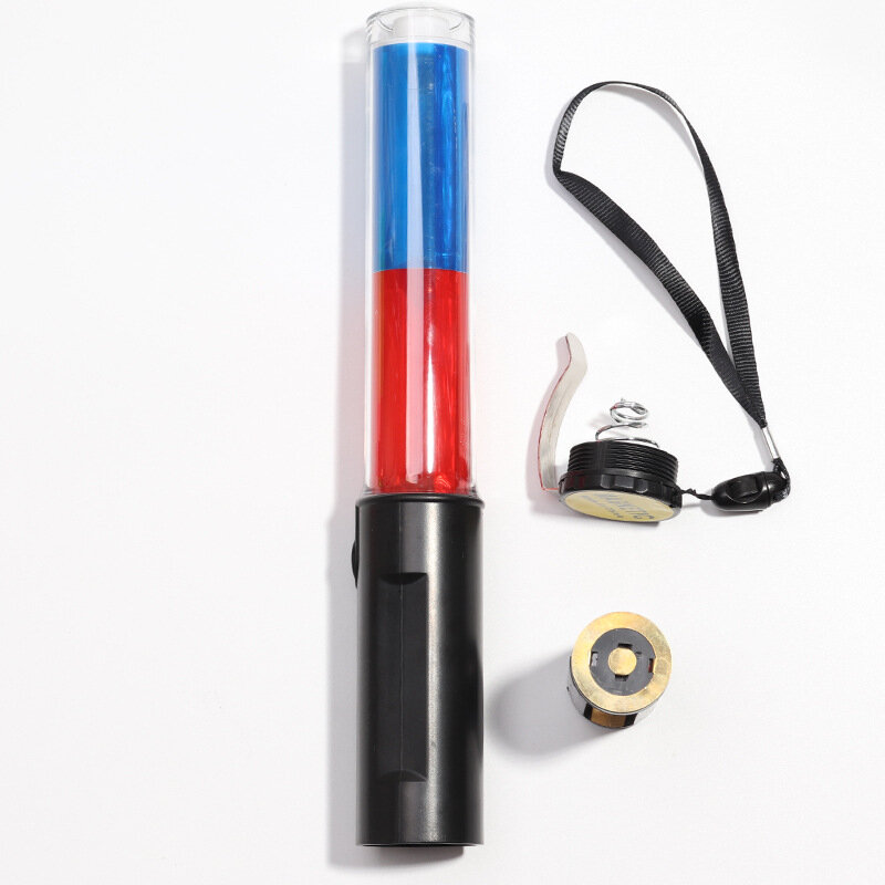 LED 지휘등 안전 경찰 교통 지팡이, 3 가지 모드 제어, 빨간색 파란색 LED 깜박이 경고등, 콘서트 글로우 스틱