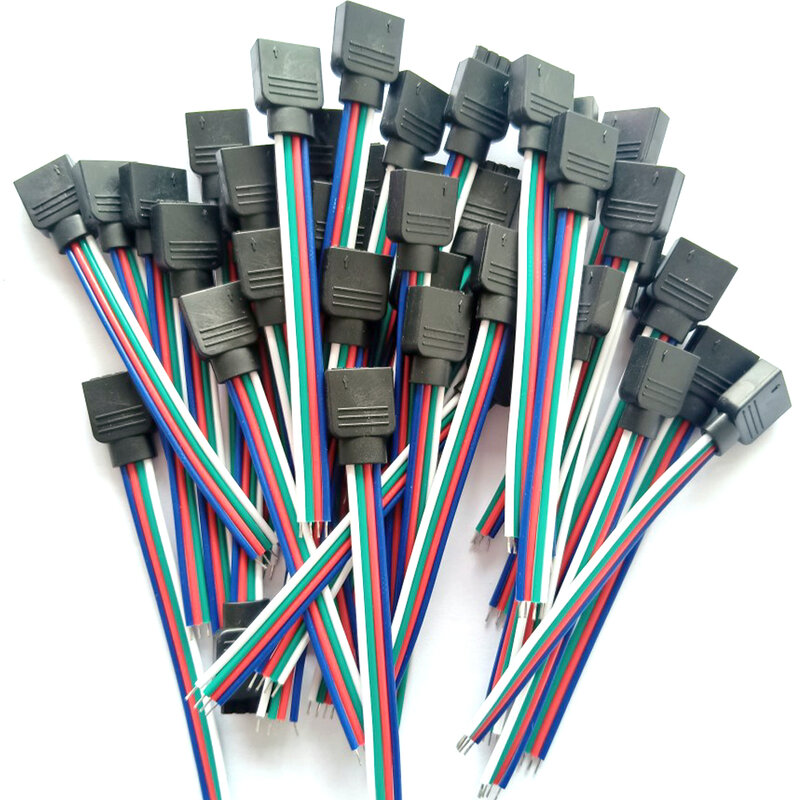10 pièces connecteur de lumière LED RGBW RGB 4 broches RGBW prise mâle et femelle câble de connexion fil pour 5050 RGB RGBW LED bande lumineuse