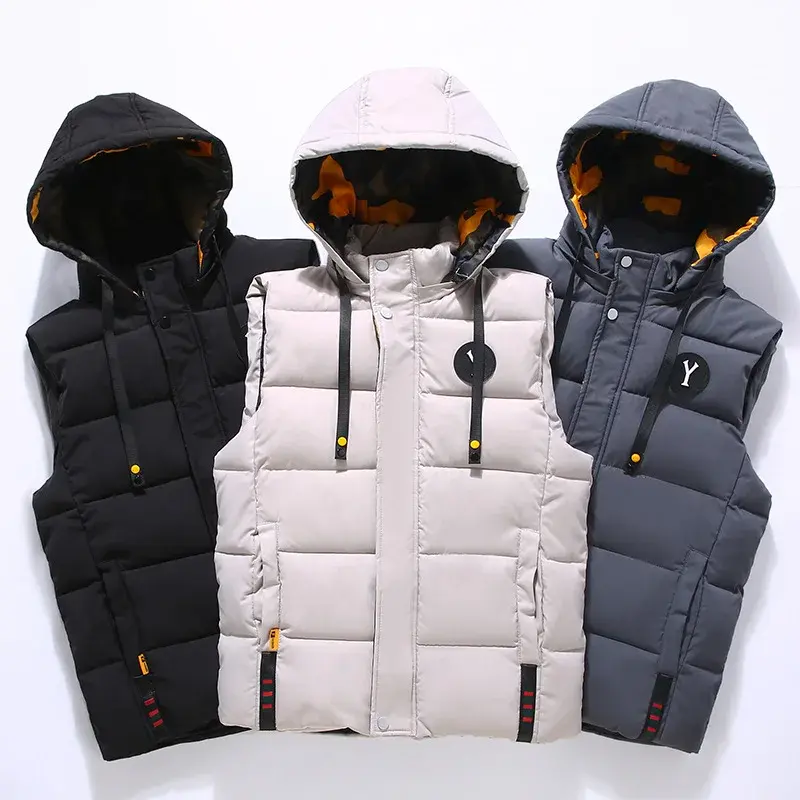 Men Hooded Vest 5XL Solid Fashion Autumn Women's Heated Jacket Large Size High Quality Sleeveless Warm Coats Fishing Cold Vests