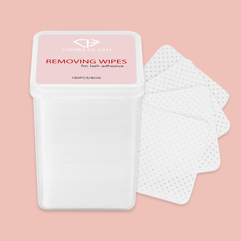 Comelylash Eyelash Glue Remover Pads 180pcs Lint-Free Paper Cotton Lashes Grafting Non-woven Glue Clean Wipes Makeup Tools