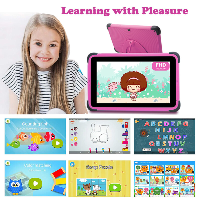 Детский планшет Cwowdefu 8 дюймов IPS 1280*800 Android 11 WiFi 6 четырехъядерный 2 ГБ 32 ГБ Google Play Детские планшеты ПК с приложением для детей 4500 мАч
