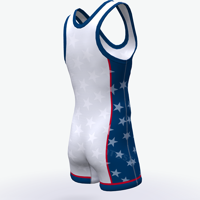 สีฟ้าและสีขาวมวยปล้ำ Singlets Tummy ควบคุมสวมใส่ GYM แขนกุด Triathlon PowerLifting เสื้อผ้าว่ายน้ำ Skinsuit
