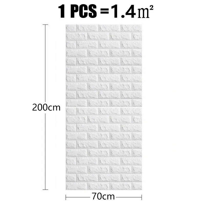 1m 3D Faux Brick Wall Stickers Diy Decorative Self-Adhesive Waterproof Wallpaper Children'S Room Bedroom Kitchen Home Decoration