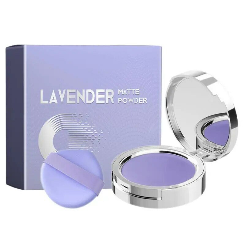 Lavendel Mat Poeder Olie Controle Gezicht Poeder 10G Langdurige Cosmetische Met Mini Poeder Puff Voor Meisjes Vrouwen