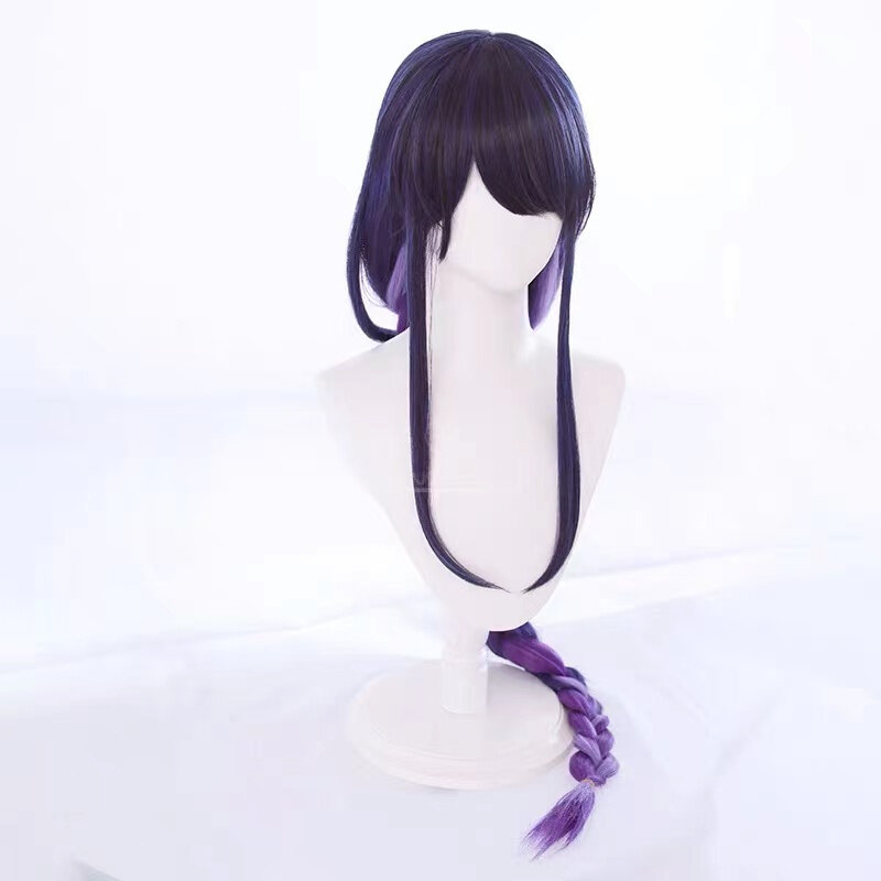 Wig Genshin Impact Raiden Cosplay 90cm Purple Wigs Hair Anime Hair halloween party