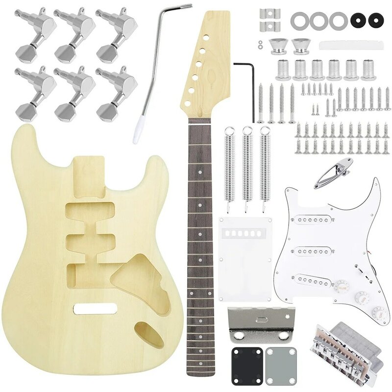 Set lengkap gitar listrik, Set aksesori buatan tangan ST 6 dawai 22 Fret Maple kayu gitar listrik