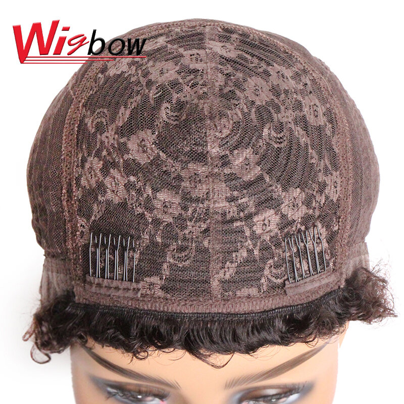 Krótki Afro peruki perwersyjne kręcone włosy dla czarnego damskie ludzkie włosy afrykańskiego puszystego peruka z grzywką naturalne włosy brazylijskie peruki fryzura Pixie