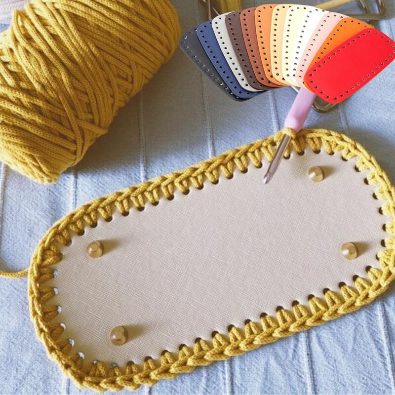 20*9cm Diy Crochet bawah untuk tas rajut PU tas kulit dasar tas buatan tangan bawah dengan lubang aksesoris untuk wanita membuat tas dompet