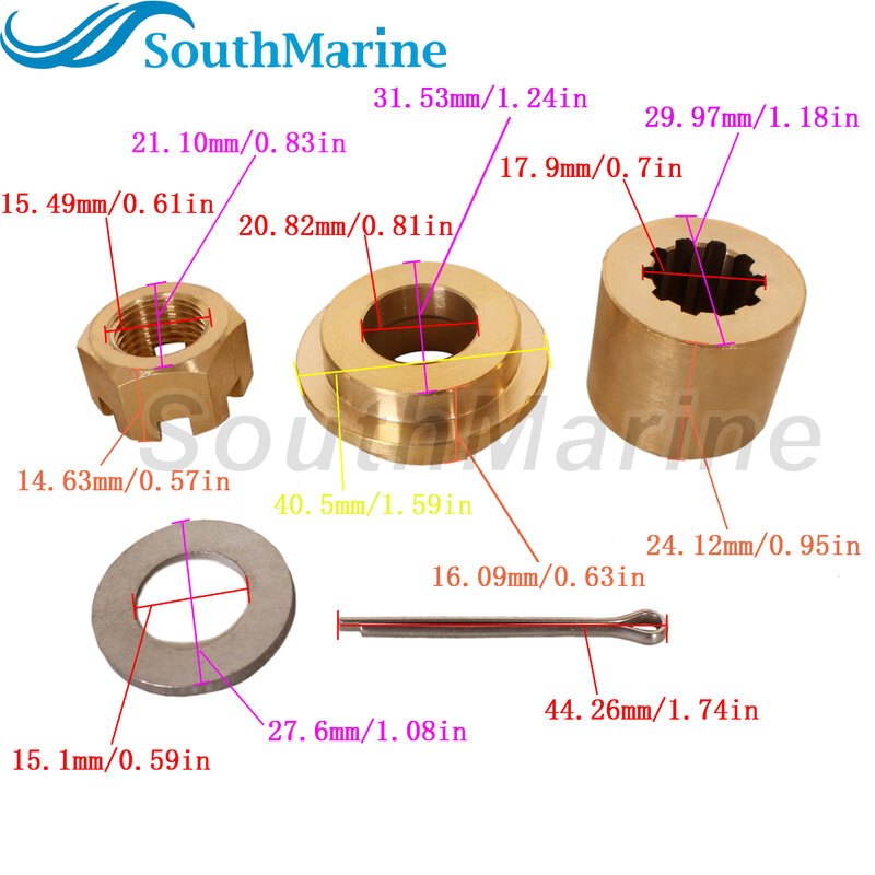 Boat Motor 6L2-45987-00/01 Propeller Spacer, 6L2-45987-00 Spacer, 92990-14200 Washer, 90171-14013 Nut for Yamaha 20HP 25HP 30HP