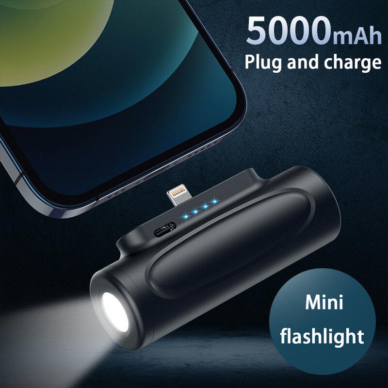 5000Mah Pocket Mini Mobiele Power Bank Led Power Display Zaklamp Draadloze Draagbare Snel Opladen Nood Externe Batterij