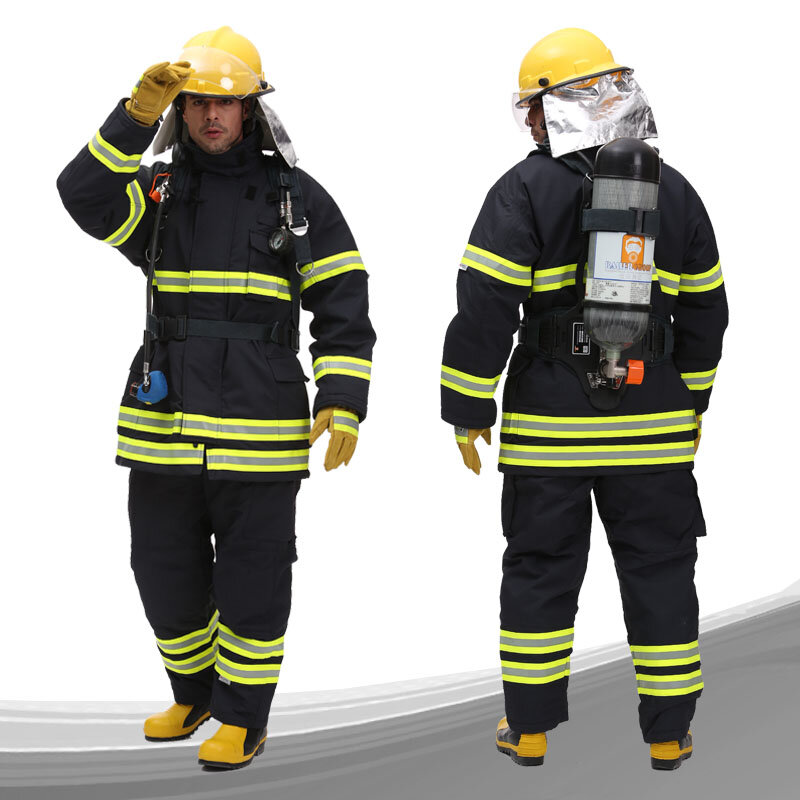 Ce Zertifikat Feuerwehr anzug en neue Kleidung blau Kostüm Feuerwehr mann maßge schneiderte Jacke gelbe Tasche Hose