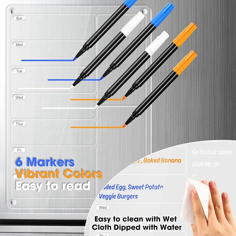 1Set For Fridge Clear Weekly Calendar Planner Noteboard Refrigerator Dry Erase Board Acrylic