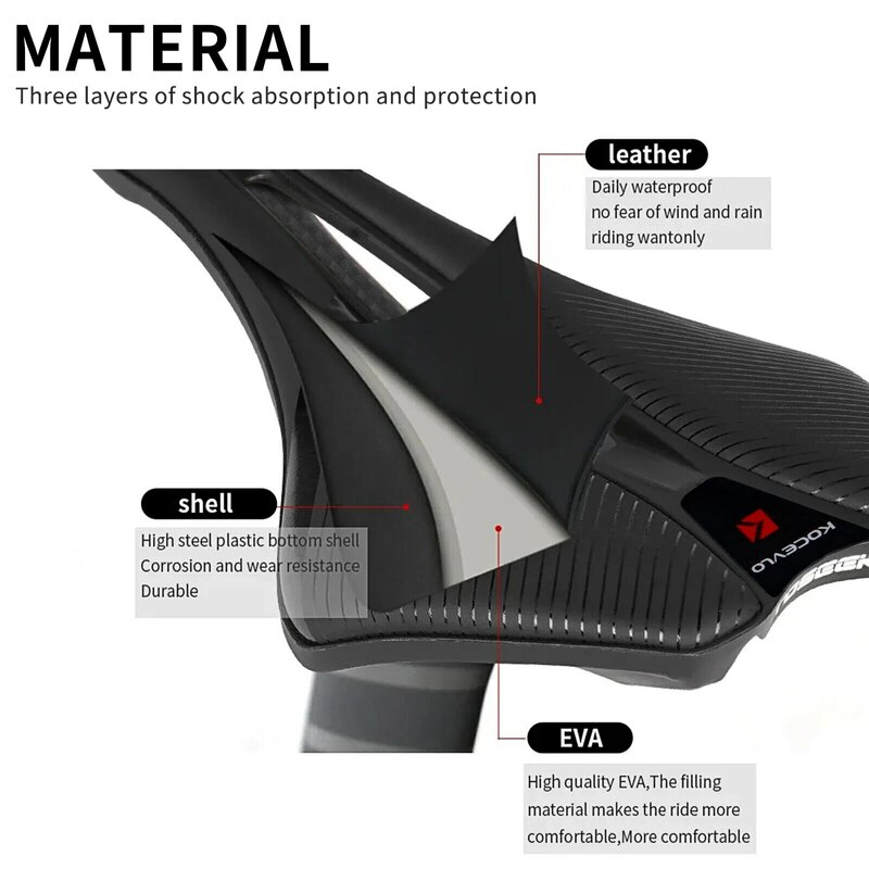 KOCEVLO-sillín de carbono para bicicleta de carreras, asiento cómodo y transpirable, ultraligero, tamaño 143, 120g