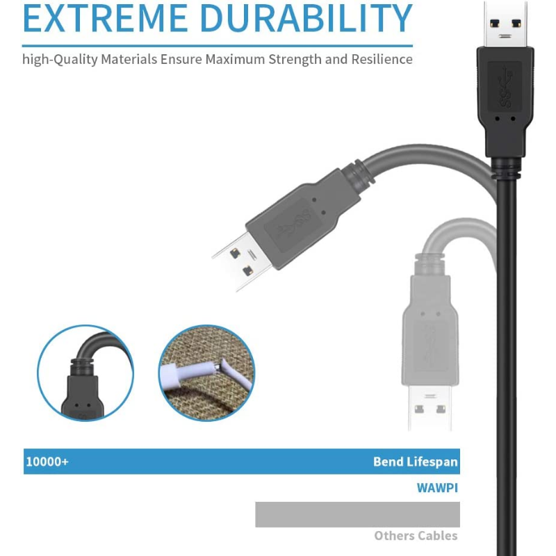 USB 3.0 kabel męski do męskiego linia transferowa danych 5Gbps dla obudowy dysków twardych do drukarek modemy chłodzenie laptopa