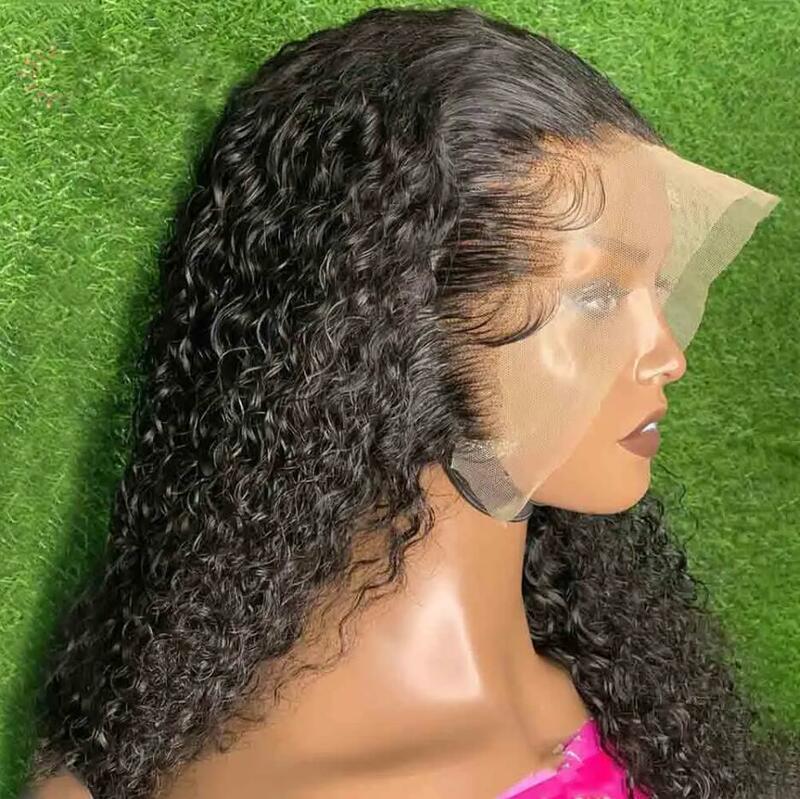 Kinky 180%Density Soft Black 26“Long Curly Lace Front Wig For Black Women BabyHair Glueless Preplucked Heat Resistant Daily Wig