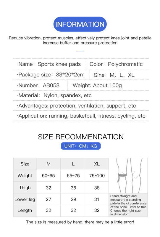 Pelindung lutut nilon elastis untuk pria wanita, Fitness lari dan bersepeda, bantalan lutut kompresi olahraga untuk basket voli