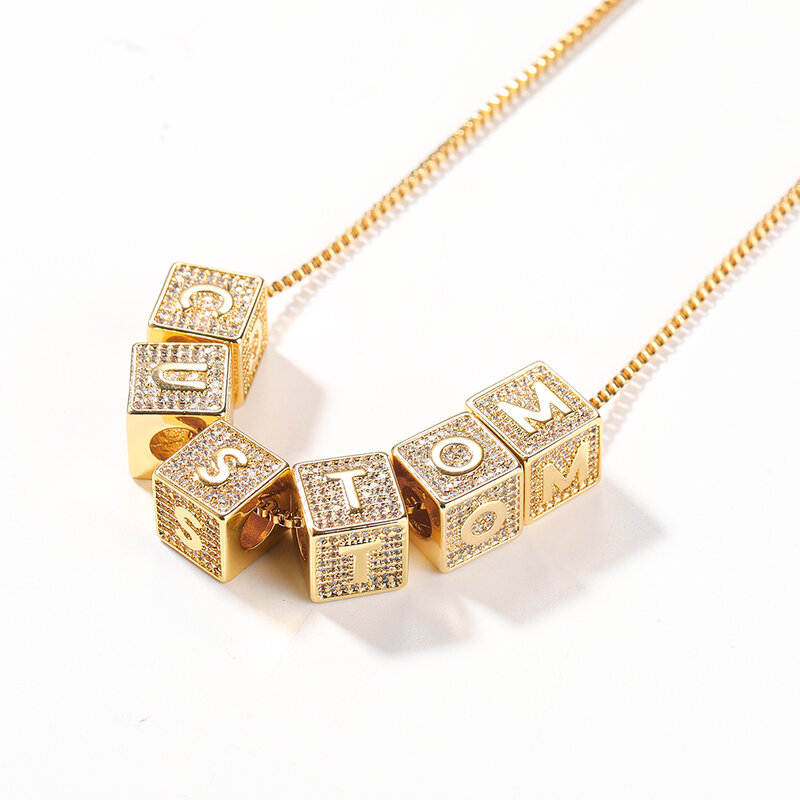 Uwin Custom Cube Letters Pendant Choker Diy Name Necklaces For Womans Fashion Personalization Initials Hip Hop Jewelry Gifts