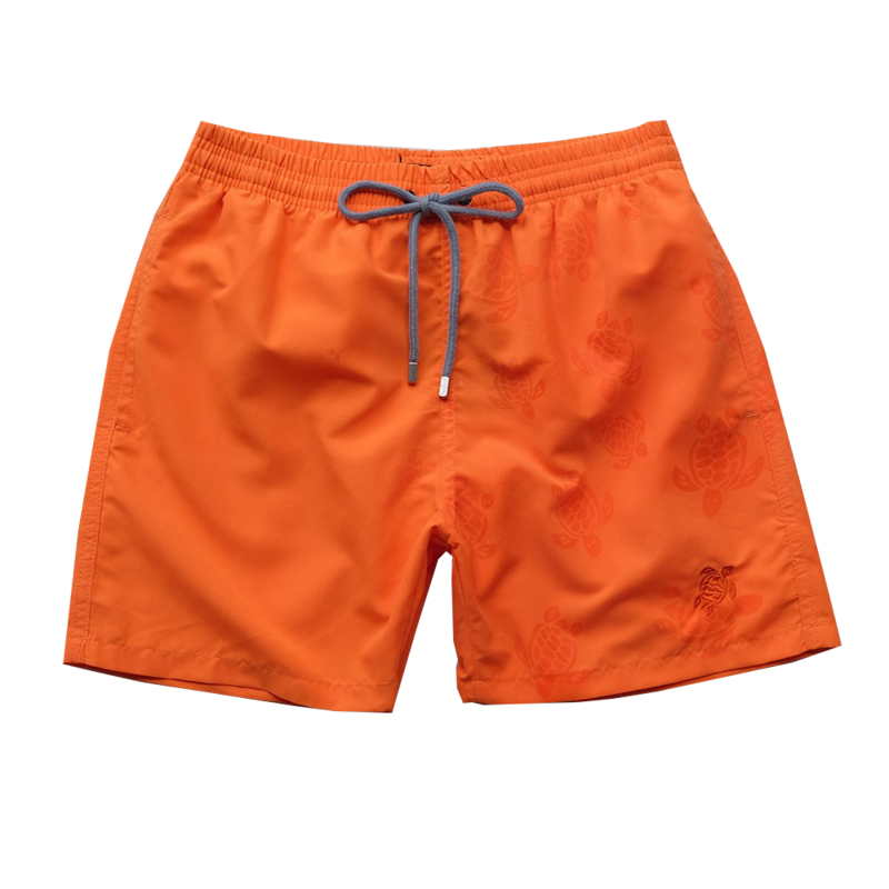 Top Quality Men's Magic Swimwear Color Change Embroidered Turtle Water Reactive Board Shorts Beach Surf Swim Mesh Trunks