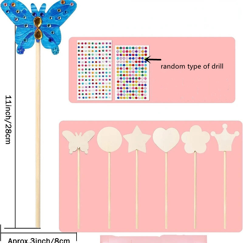 12pcs/Pack Kids Birthday Favors Wooden Fairy Stick Princess Theme Magic Wands DIY Party Crafts
