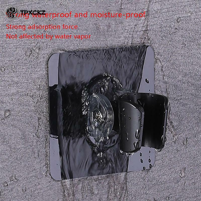Shower Head Holder Adjustable Self-Adhesive Showerhead Bracket Wall Mount With 2 Hooks Stand SPA Bathroom Universal ABS 1pc
