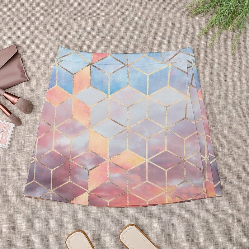 Magic Sky Cubes rok Mini pakaian wanita rok untuk wanita