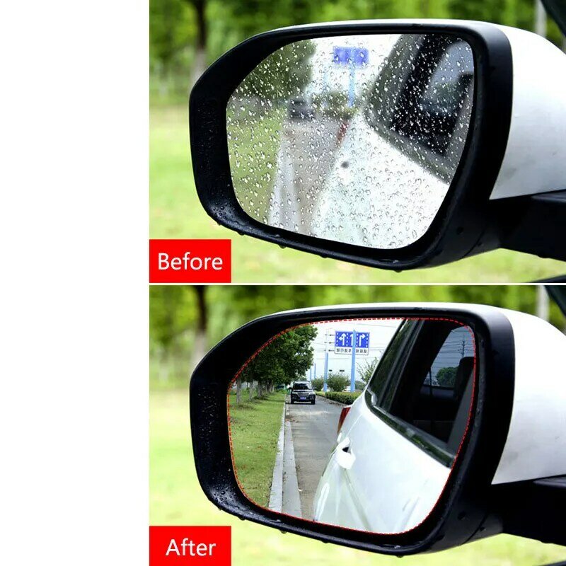 2 قطعة نافذة السيارة المطر حامي ملصقات الزجاج مقاوم للماء السيارات سيارة مرآة الرؤية الخلفية طبقة رقيقة واقية مكافحة الضباب واضح طبقة رقيقة واقية