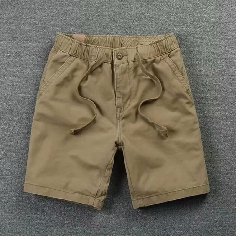 Summer elastic waist casual shorts, new summer men's solid color shorts, Korean version trendy men's drawstring pants