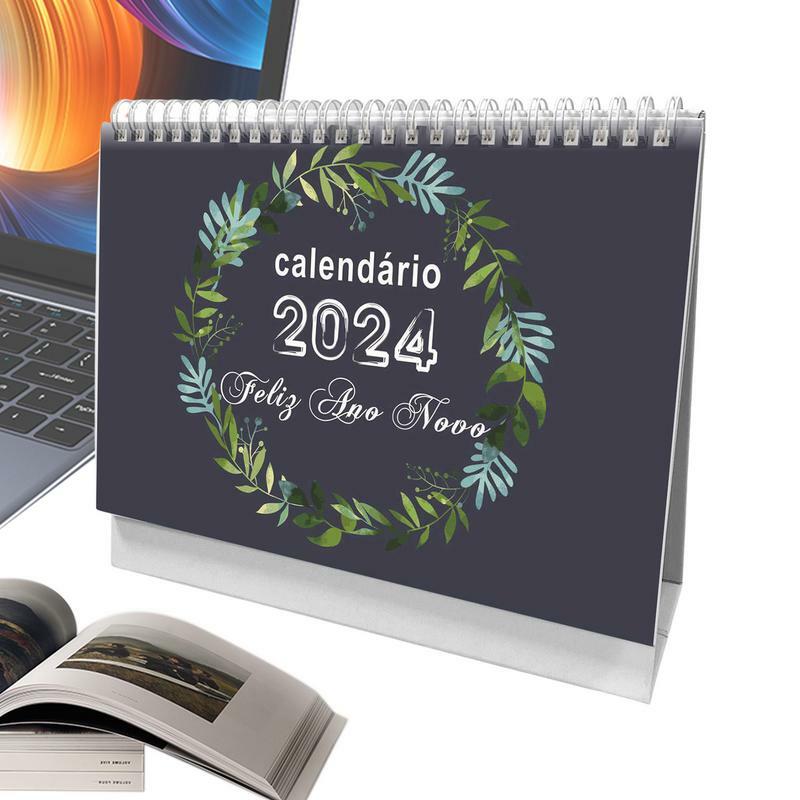 Calendário de mesa para desktop, portátil, mensal, grosso e durável, calendário de mesa para carro, casa, escola, 2024