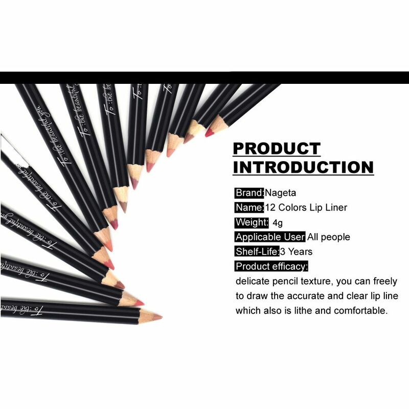 Cosmetic Long Lasting Women's Professional 12 Assorted Colors Lip Liner Pencil Lipstick Eyeliner Pen Matte Lip Liner