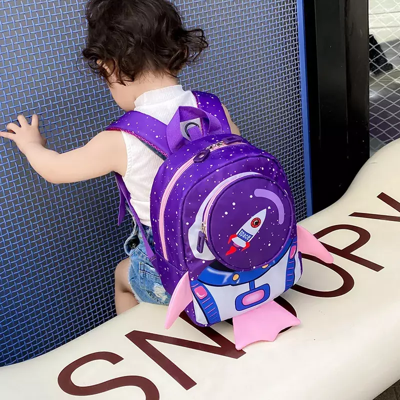 Rakieta kosmiczna plecak dziecięcy z nadrukiem rozwijana smycz lekka torba wczesna edukacja plecak do przedszkola