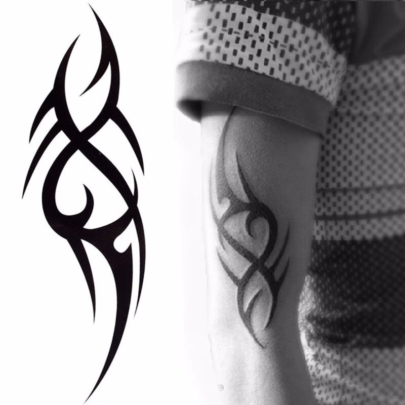 Tatuagem temporária falsa para homens, papel preto, arte corporal, impermeável, adesivo, braço, perna, novo