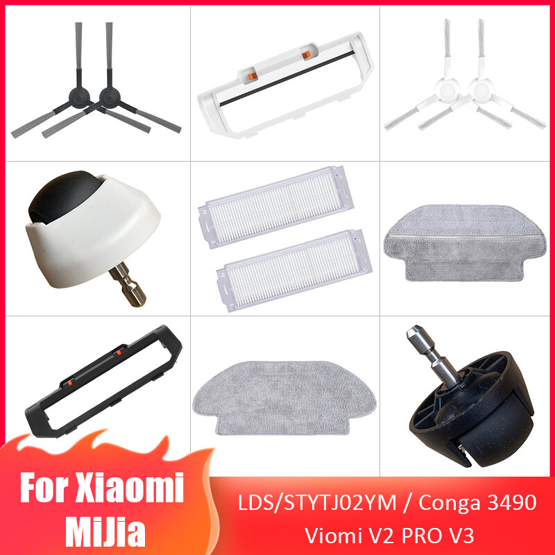 Hepa Filter Side Borstel Mop Doek Voor Xiaomi Mi STYTJ02YM / Conga 3490 Viomi V2 Pro V3 Stofzuiger Vervanging accessoires