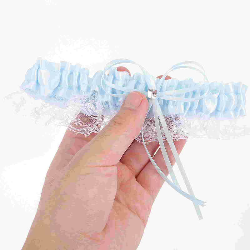 Bride for Wedding Day Cosplay Accessories European and American Bowknot Leg Lace Blue Ribbon Garters Women's