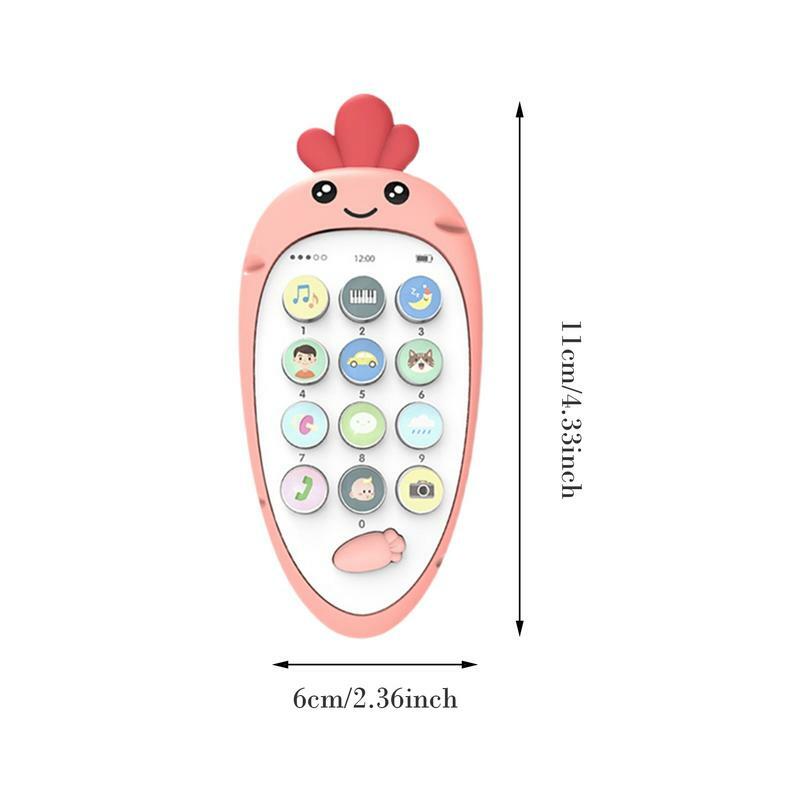 Sound Making Phone Toy For Kids Phone Musical Toy For Toddler Interactive Sensory Bilingual Teething Toys Carrot Phone Shaped