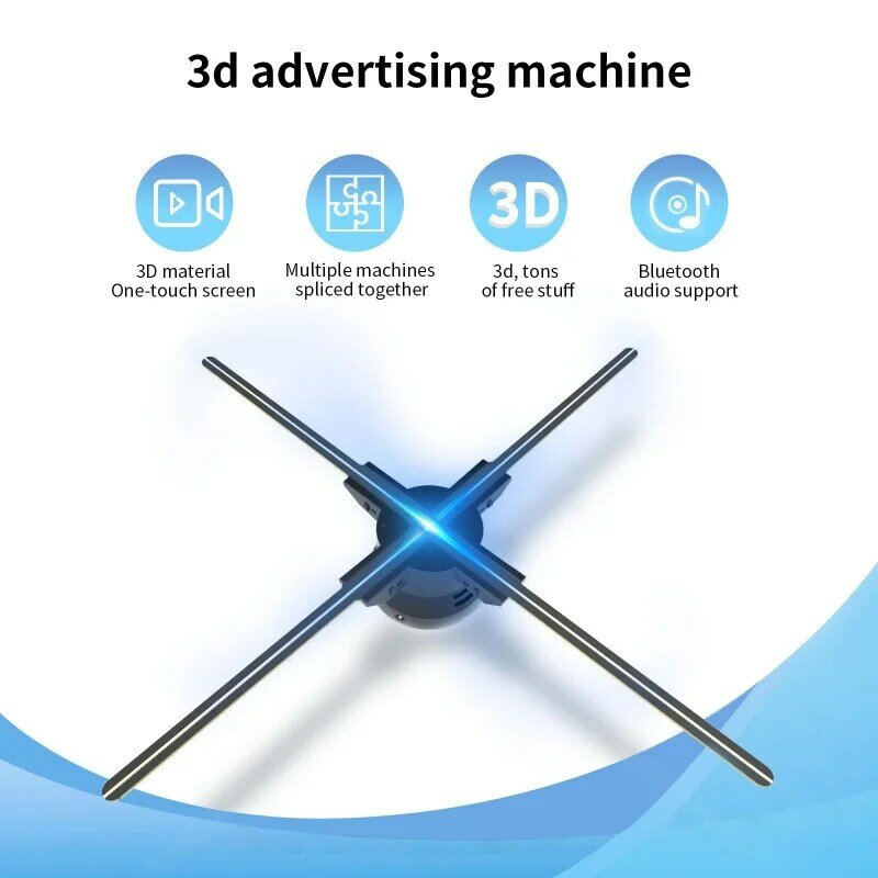 Proyector de ventilador holográfico 3D, máquina de publicidad, WiFi, suspensión estéreo, imagen aérea Virtual, pantalla combinada, inglés, 56cm