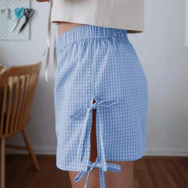 Damskie luźne szorty Casualowe szorty w jednolitym kolorze dla kobiet Letnie szorty damskie z wysokim stanem i sznurowaną kokardką