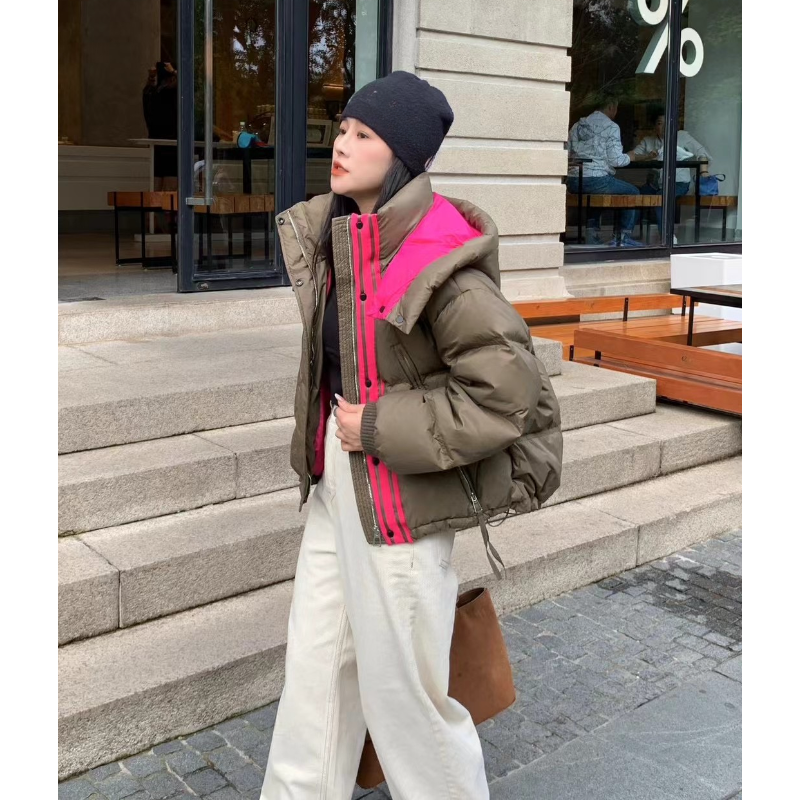 Abrigos de plumón con capucha para mujer, chaquetas cortas coreanas, elegantes, sueltas, para primavera y otoño, novedad de 2024