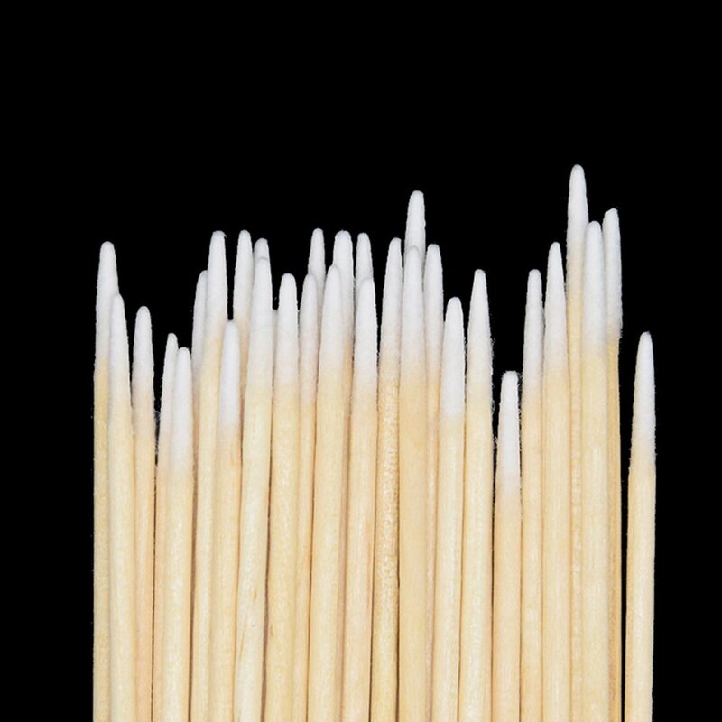 100/200pcs Disposable Sticks With Cotton On The Tip Pointed Wooden Cotton Buds Thin Head Cotton Swabs Makeup Tool Accessories